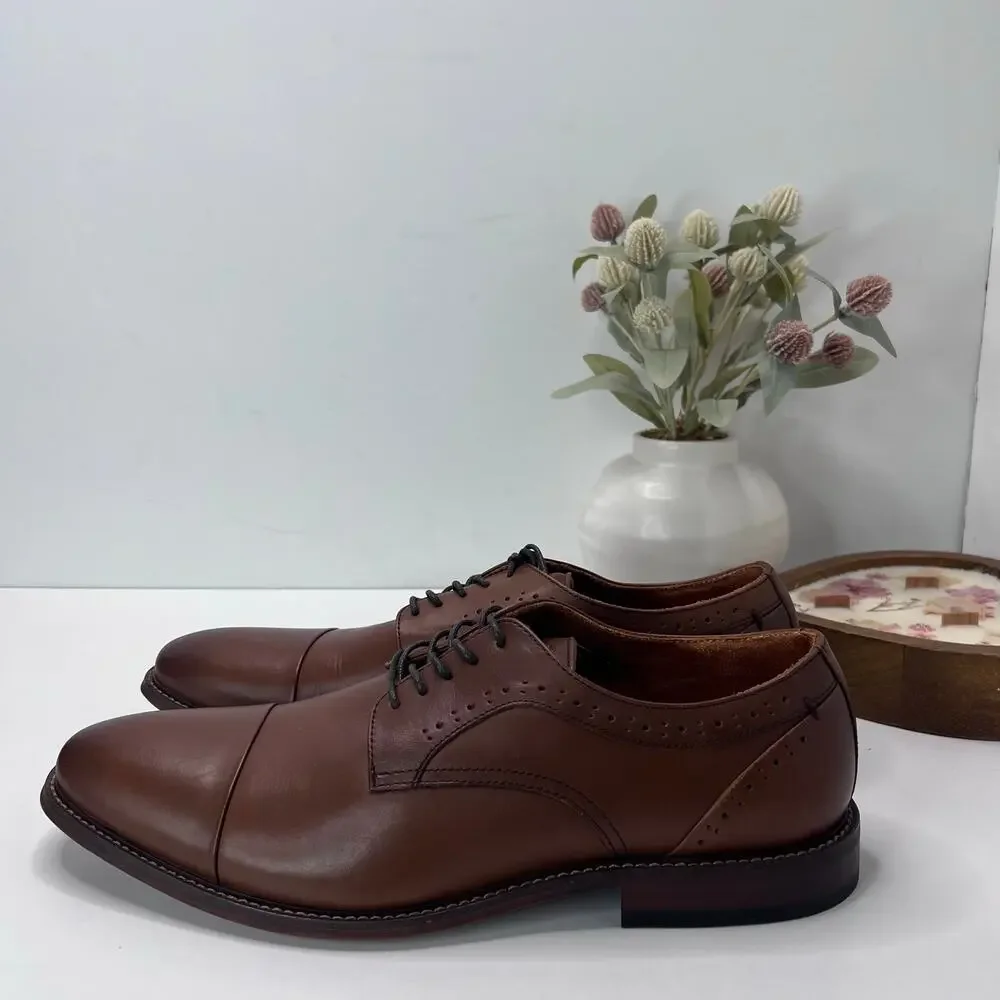 Stacy Adams Maddox Cap Toe Leather Oxford Dress Shoes Brown Men's 13M